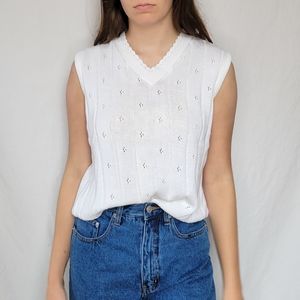 SOLD Vintage Cottagecore Classic White Sweater Vest